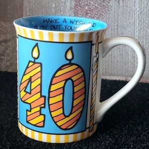 *NEW* LORRIE VEASEY 40th Birthday Candles Coffee Mug Our Name Is Mud 40